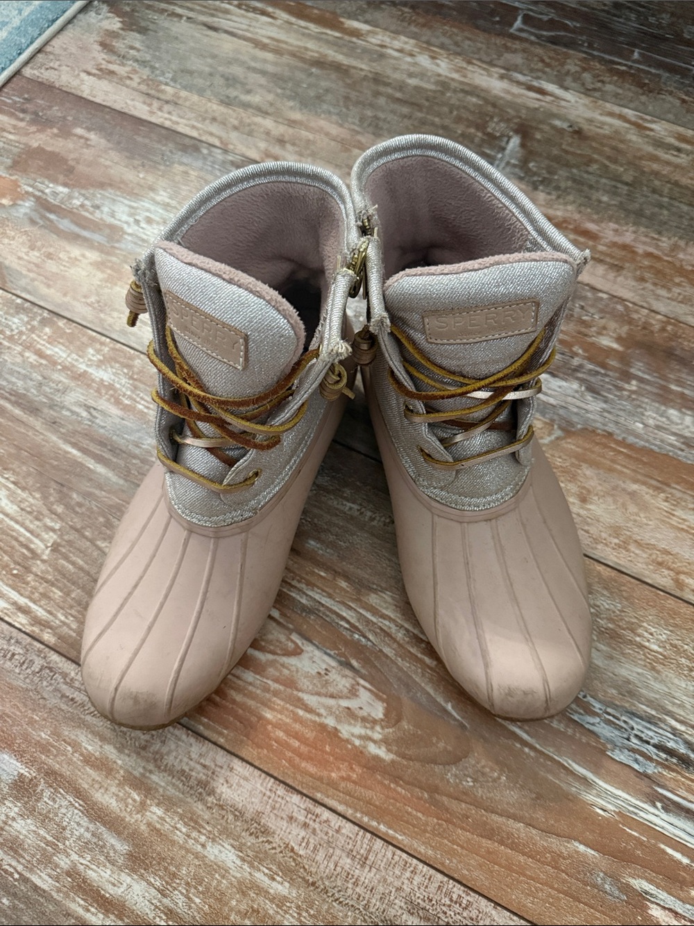 Sperry Women's Blush Taupe Lace-Up Duck Boots